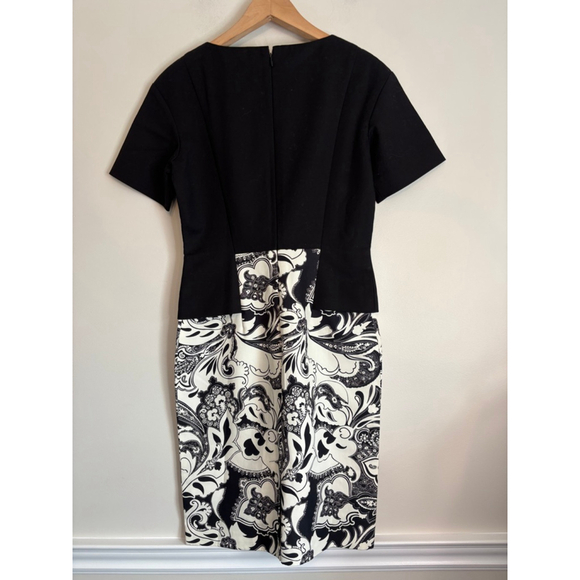 Etro Women's Euro 42 US 6 Black White Paisley Sheath Knee Length Dress Career - Picture 4 of 11